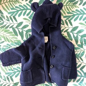GAP Dark Blue Baby Hoodie with Bear Ears